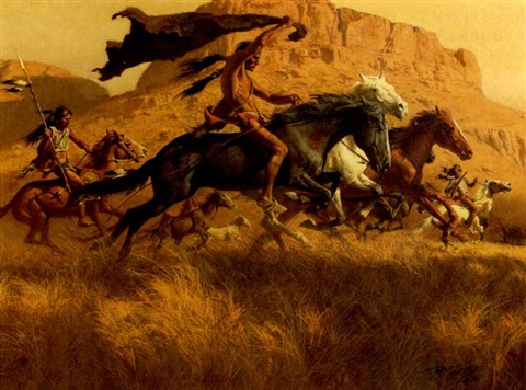 This image has an empty alt attribute; its file name is frank-mccarthy-kiowa-indians-running-them-off.jpg